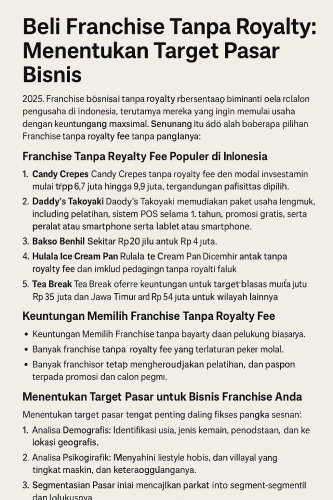 Beli Franchise Tanpa Royalty