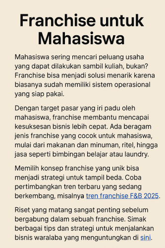 Franchise untuk Mahasiswa