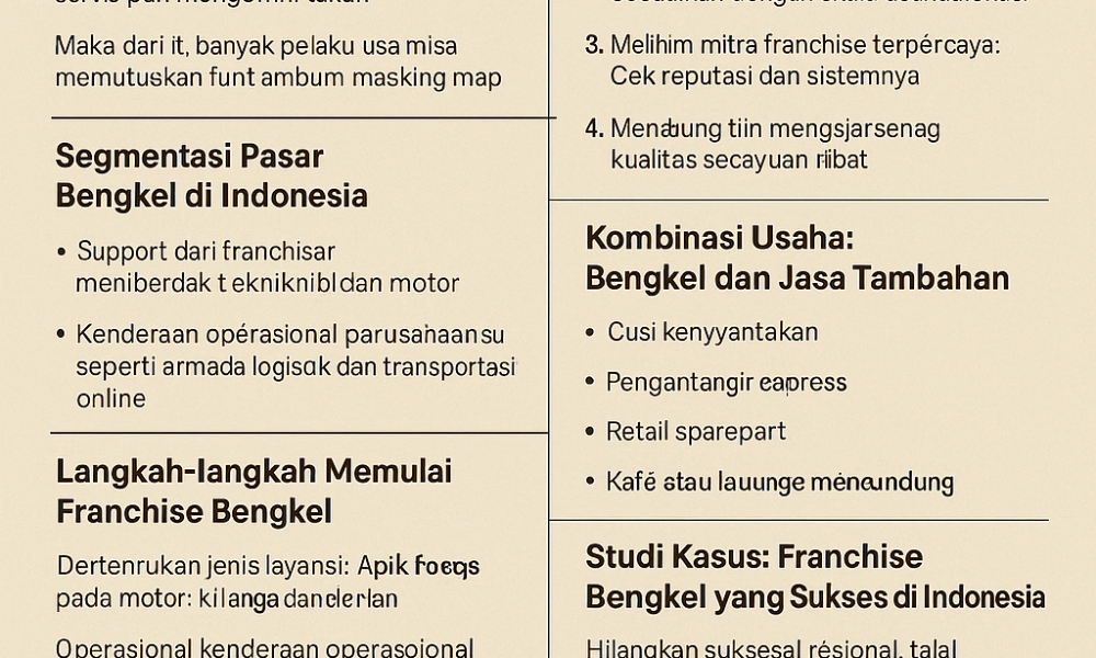 Franchise Bengkel Motor dan Mobil