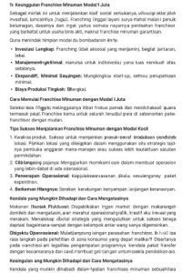 Franchise Minuman Modal 1 Juta